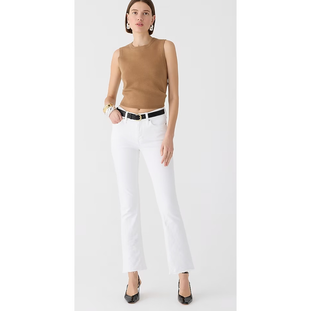 NWT J.Crew 9" Demi Boot Crop Jeans in bright white. Size 25P.